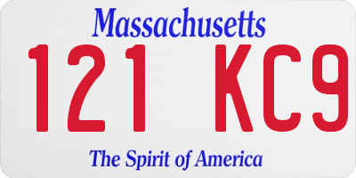 MA license plate 121KC9