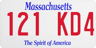 MA license plate 121KD4