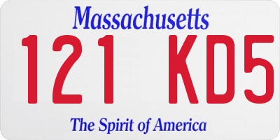 MA license plate 121KD5