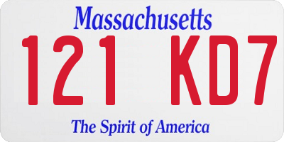 MA license plate 121KD7