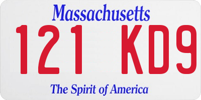 MA license plate 121KD9