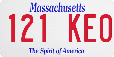 MA license plate 121KE0