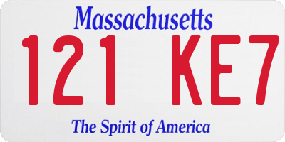 MA license plate 121KE7