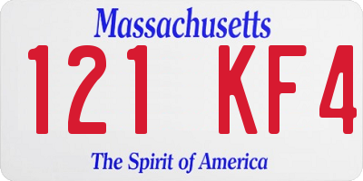 MA license plate 121KF4