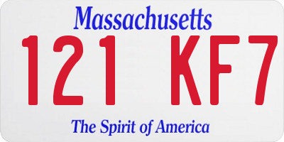 MA license plate 121KF7
