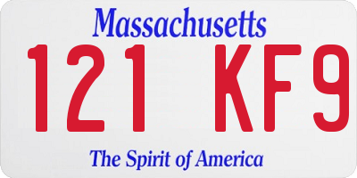 MA license plate 121KF9