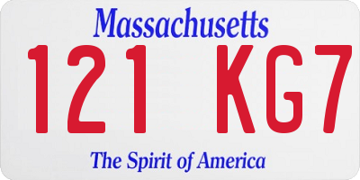 MA license plate 121KG7