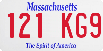 MA license plate 121KG9