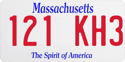 MA license plate 121KH3