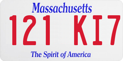 MA license plate 121KI7