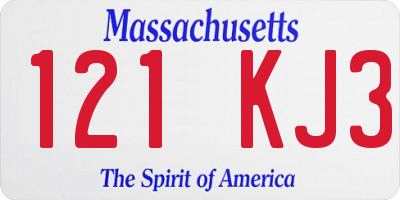 MA license plate 121KJ3