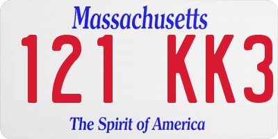 MA license plate 121KK3