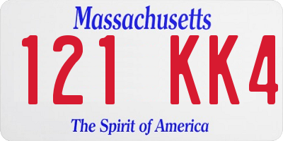 MA license plate 121KK4