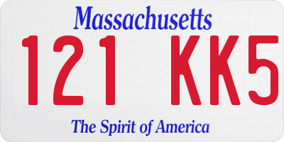 MA license plate 121KK5