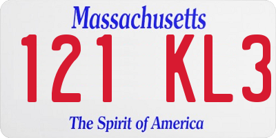 MA license plate 121KL3