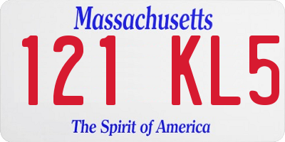 MA license plate 121KL5