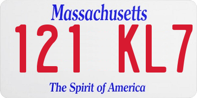 MA license plate 121KL7
