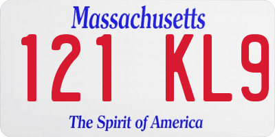 MA license plate 121KL9