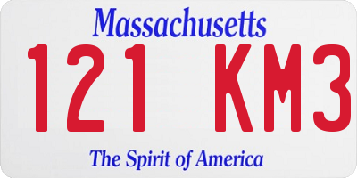 MA license plate 121KM3