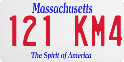 MA license plate 121KM4