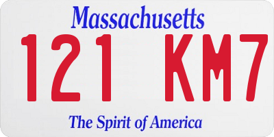 MA license plate 121KM7