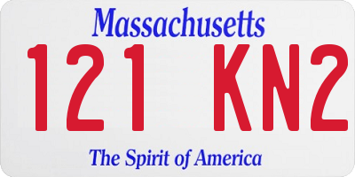 MA license plate 121KN2