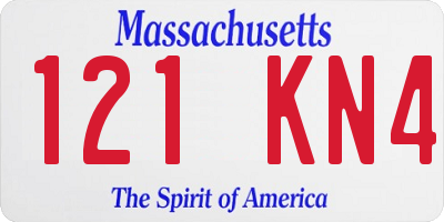MA license plate 121KN4