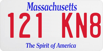 MA license plate 121KN8