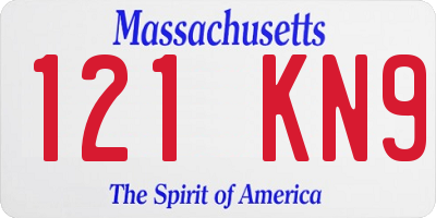 MA license plate 121KN9