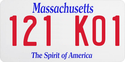 MA license plate 121KO1