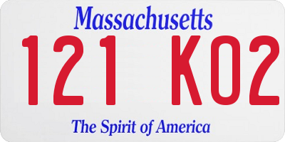 MA license plate 121KO2
