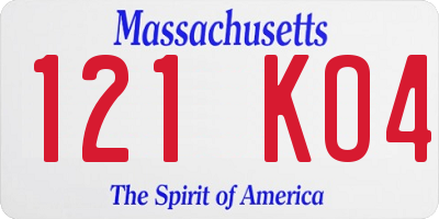 MA license plate 121KO4