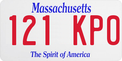 MA license plate 121KP0