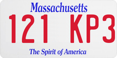 MA license plate 121KP3