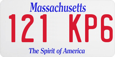 MA license plate 121KP6