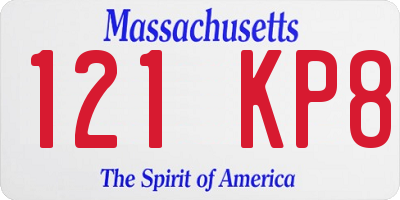 MA license plate 121KP8