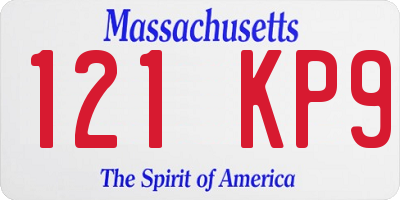 MA license plate 121KP9