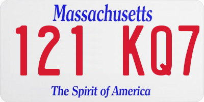 MA license plate 121KQ7