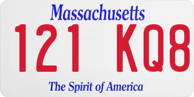 MA license plate 121KQ8
