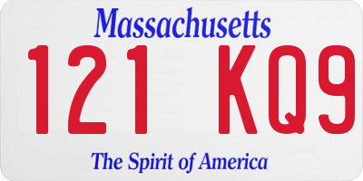 MA license plate 121KQ9