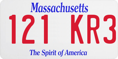 MA license plate 121KR3