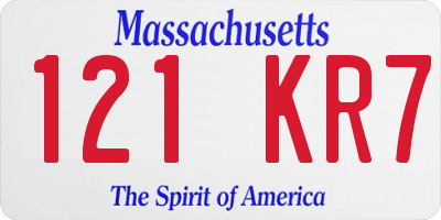 MA license plate 121KR7