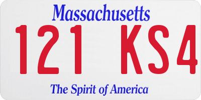 MA license plate 121KS4