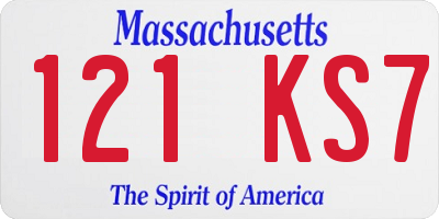 MA license plate 121KS7