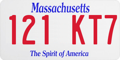MA license plate 121KT7