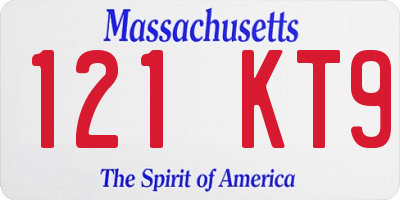 MA license plate 121KT9