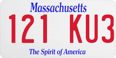 MA license plate 121KU3