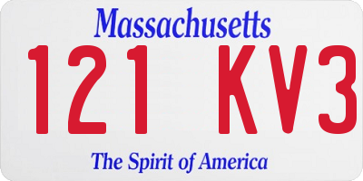 MA license plate 121KV3