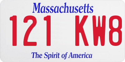 MA license plate 121KW8