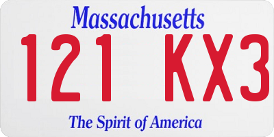 MA license plate 121KX3